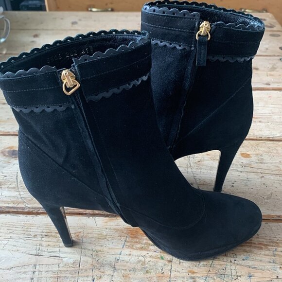 L.K. Bennett Black Suede Side Zip Nikita Boot Bootie - Picture 7 of 13